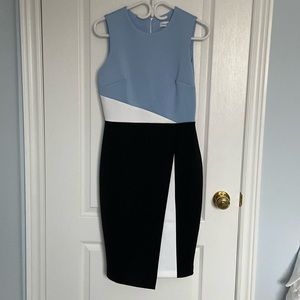 COPY - Calvin Klein Faux Wrap Dress - 4 - Blue/Black/White